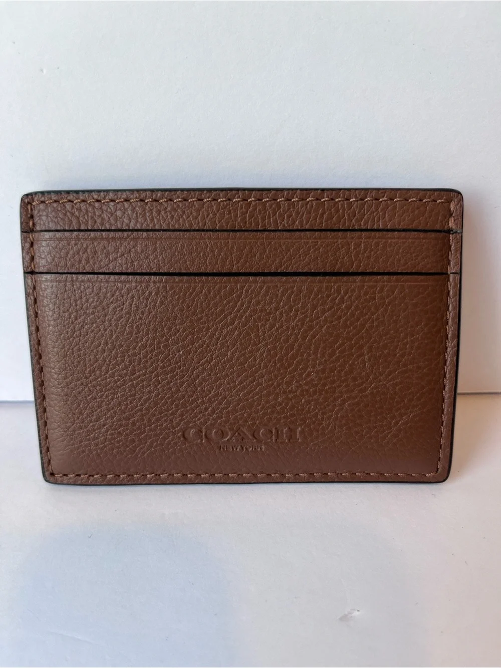 Coach Card Case ID Holder With Money Clip Brown Leather